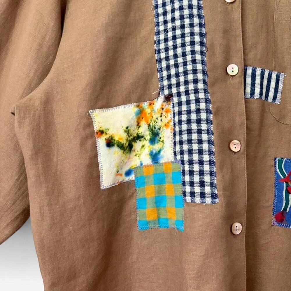 Chloe Cox One of a Kind OOAK Handmade Patchwork Linen Shirt- Medium, NWT $228 - Picture 4 of 6
